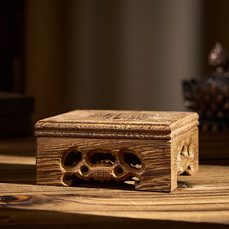 Buddha Stones Bezkształtny Budda Ceramika Wenge Drewno Biurko Spokój Dekoracja - Mały stolik kwadratowy 8*8*3,8 cm - image 5