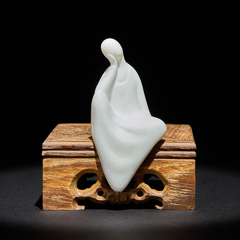 Buddha Stones Bezkształtny Budda Ceramika Wenge Drewno Biurko Spokój Dekoracja - Budda i mały kwadratowy stolik - image 0