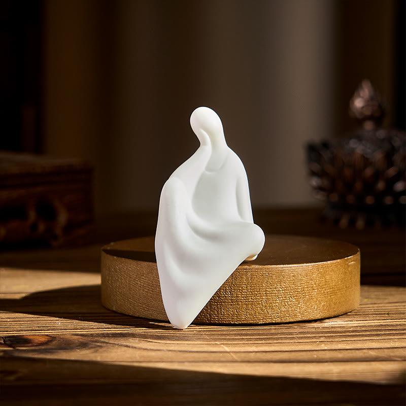 Buddha Stones Bezkształtny Budda Ceramika Wenge Drewno Biurko Spokój Dekoracja - image 3