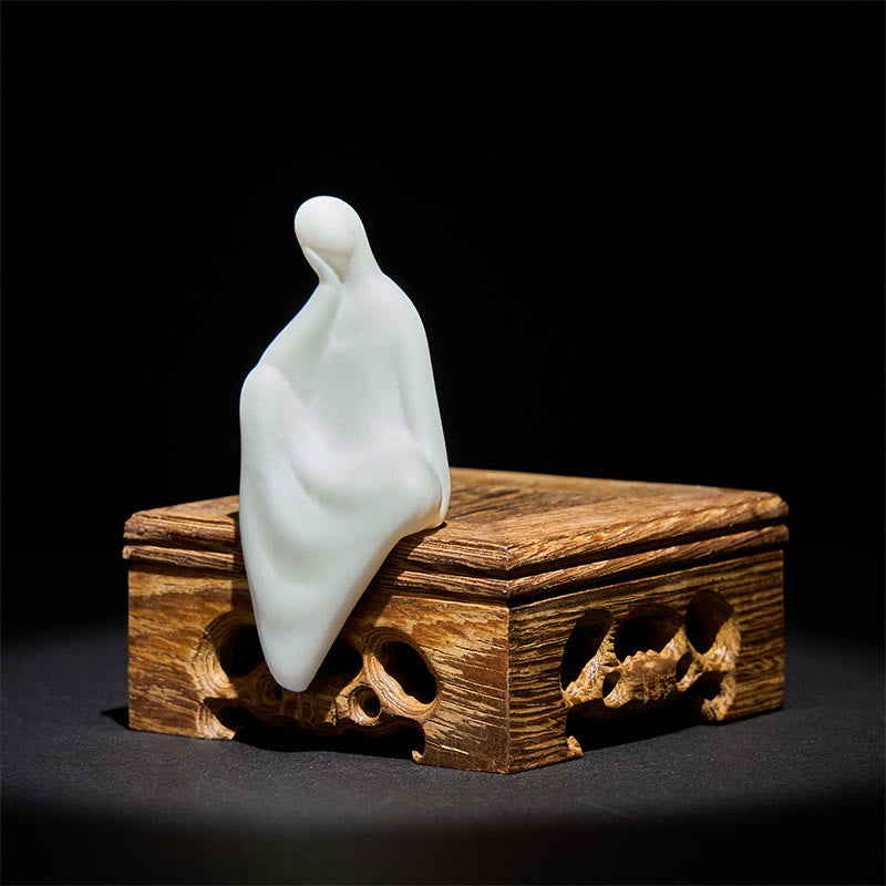 Buddha Stones Bezkształtny Budda Ceramika Wenge Drewno Biurko Spokój Dekoracja - image 1