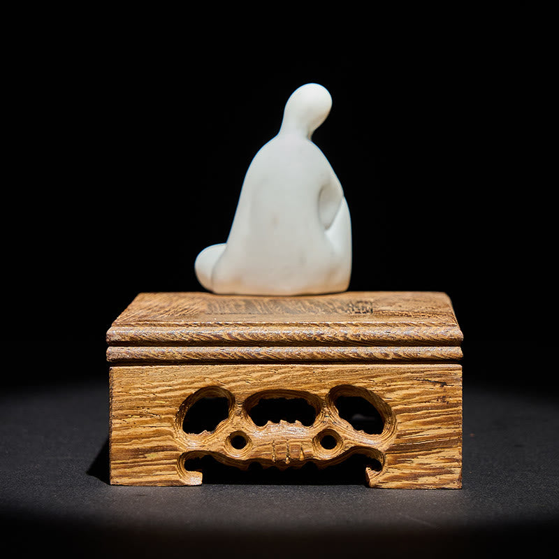 Buddha Stones Bezkształtny Budda Ceramika Wenge Drewno Biurko Spokój Dekoracja - image 2