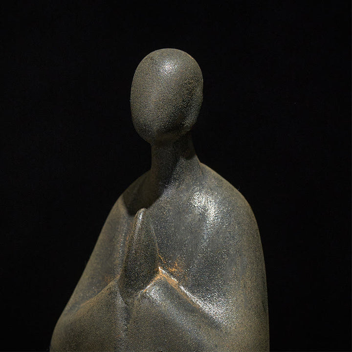 Ręcznie wykonany Buddha Stones bezpostaciowy, proszek żelaza, odlew żywiczny, rdza, figurka dekoracyjna, 11,5*9*6,5 cm - image 5