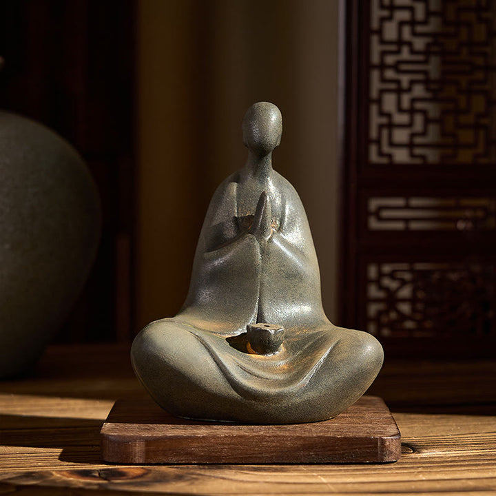 Ręcznie wykonany Buddha Stones bezpostaciowy, proszek żelaza, odlew żywiczny, rdza, figurka dekoracyjna, 11,5*9*6,5 cm - image 1