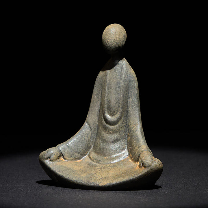 Ręcznie wykonany Buddha Stones siedzącego bezkształtnego Buddy z proszku żelaza i rdzy, odlew z żywicy - Budda 9,5*7,5*5,5 cm - image 0