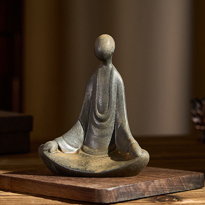 Ręcznie wykonany Buddha Stones siedzącego bezkształtnego Buddy z proszku żelaza i rdzy, odlew z żywicy - image 2