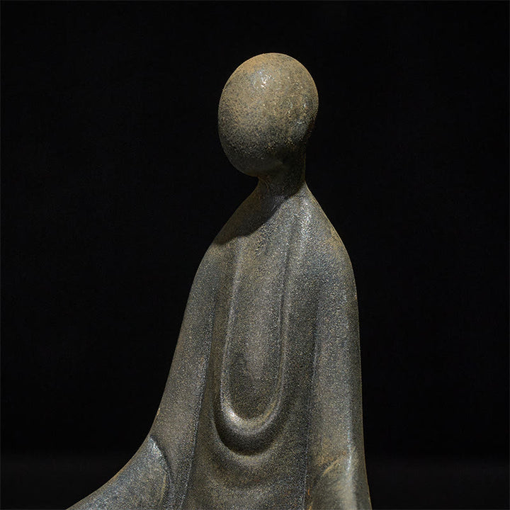 Ręcznie wykonany Buddha Stones siedzącego bezkształtnego Buddy z proszku żelaza i rdzy, odlew z żywicy - image 7