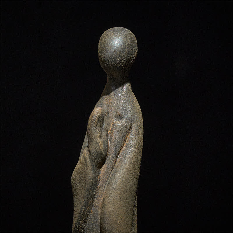 Ręcznie wykonany Buddha Stones , bezpostaciowy, wykonany z proszku żelaza i żywicy odlewanej w kolorze rdzy. - image 5