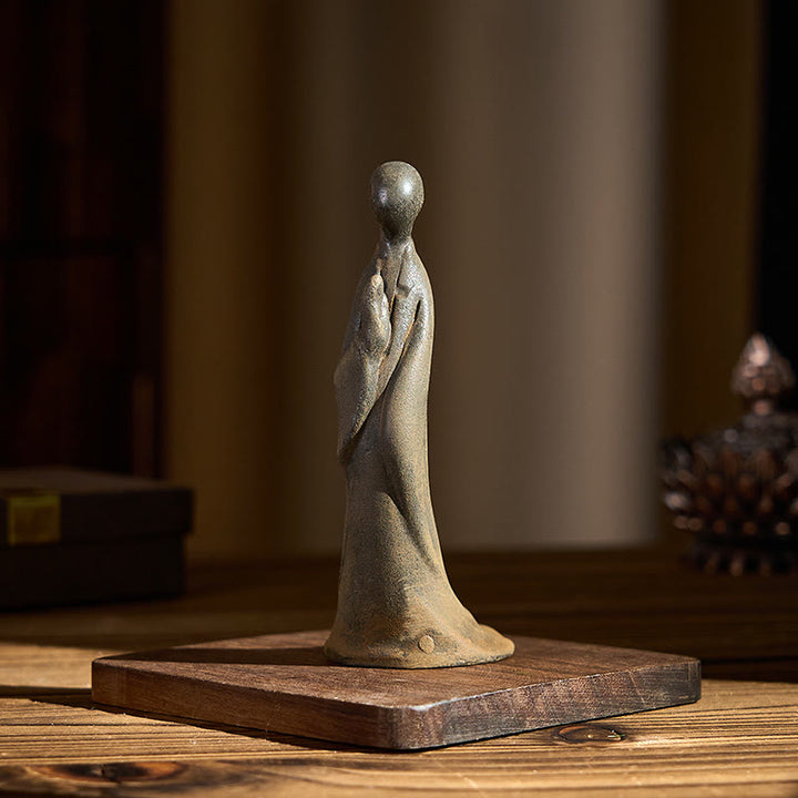 Ręcznie wykonany Buddha Stones , bezpostaciowy, wykonany z proszku żelaza i żywicy odlewanej w kolorze rdzy. - image 4