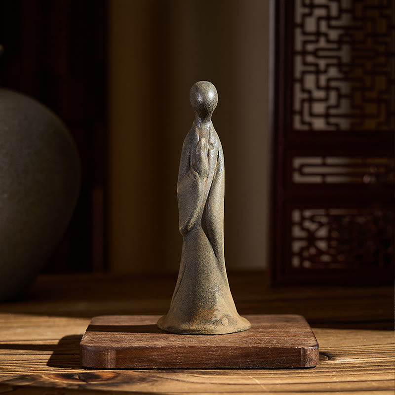 Ręcznie wykonany Buddha Stones , bezpostaciowy, wykonany z proszku żelaza i żywicy odlewanej w kolorze rdzy. - image 3