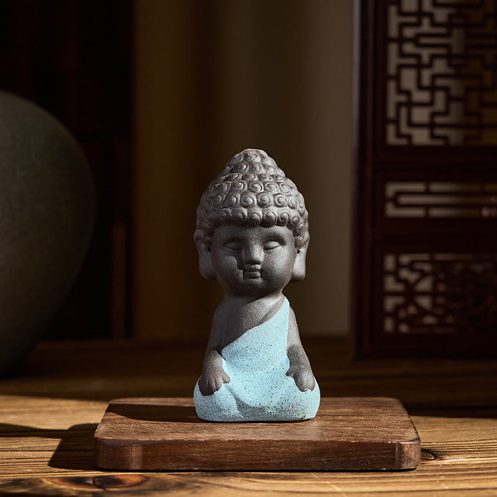 Buddha Stones, symbol Buddy Tathagaty, projekt fioletowej gliny, dekoracja biurka spokoju - Niebieski Budda 4*4*8,5 cm - image 7