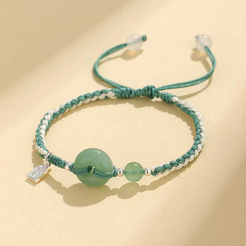 Bransoletka z klamrą szczęścia z zielonego awenturynu i agatu Buddha Stones - Zielony awenturyn (obwód nadgarstka: 14-18 cm) - image 0