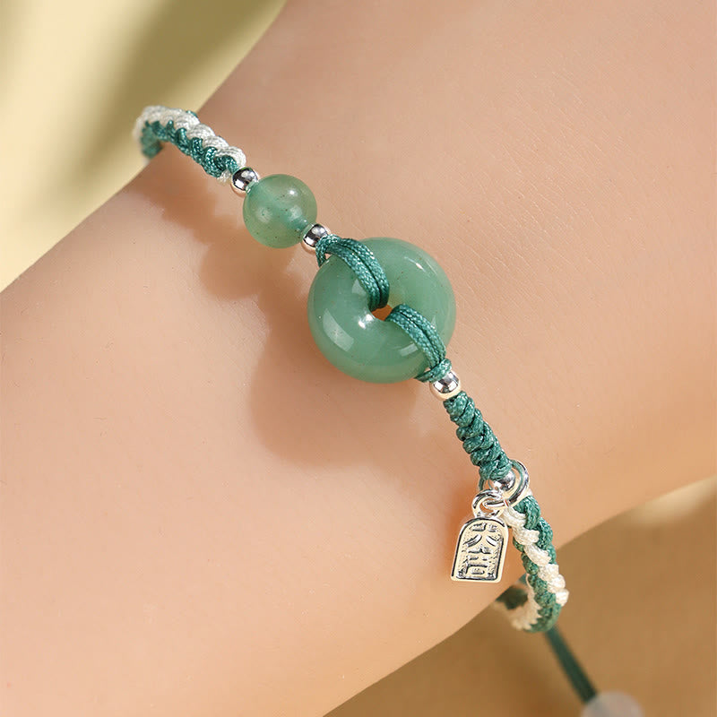 Bransoletka z klamrą szczęścia z zielonego awenturynu i agatu Buddha Stones - image 1