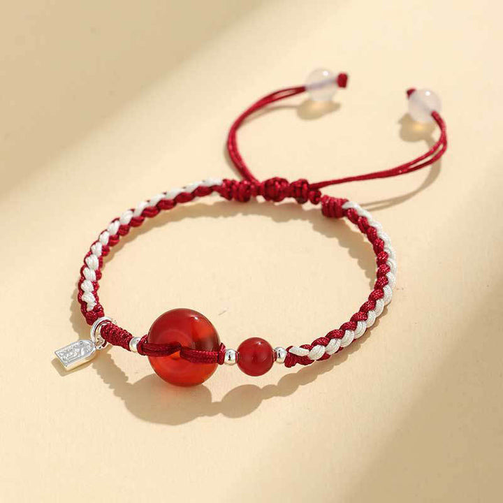 Bransoletka z klamrą szczęścia z zielonego awenturynu i agatu Buddha Stones - Agat czerwony (obwód nadgarstka: 14-18 cm) - image 8