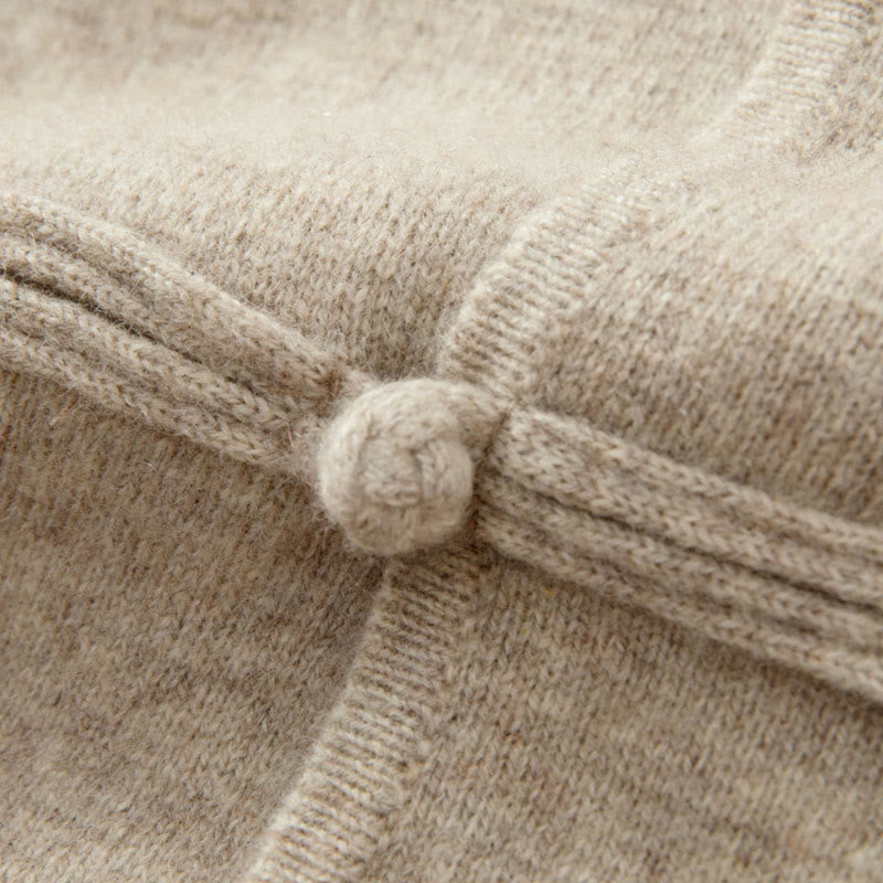 Męski sweter z długim rękawem z wełny z motywem Buddha Stones w jednolitym kolorze z chińskimi guzikami żaby - image 11