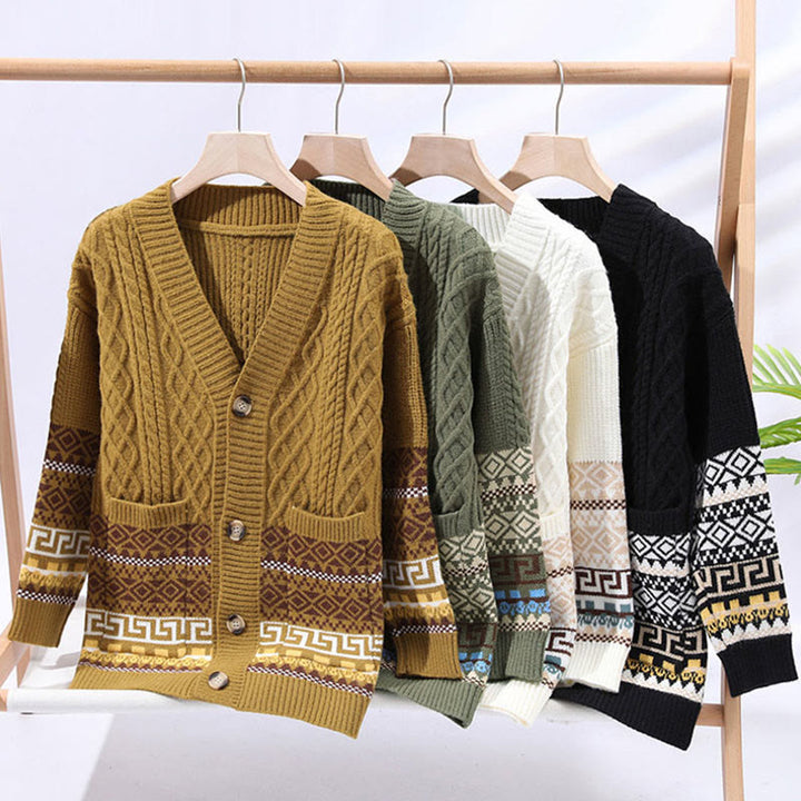 Sweter męski z długim rękawem i kieszeniami w stylu etnicznym z Buddha Stones - image 10