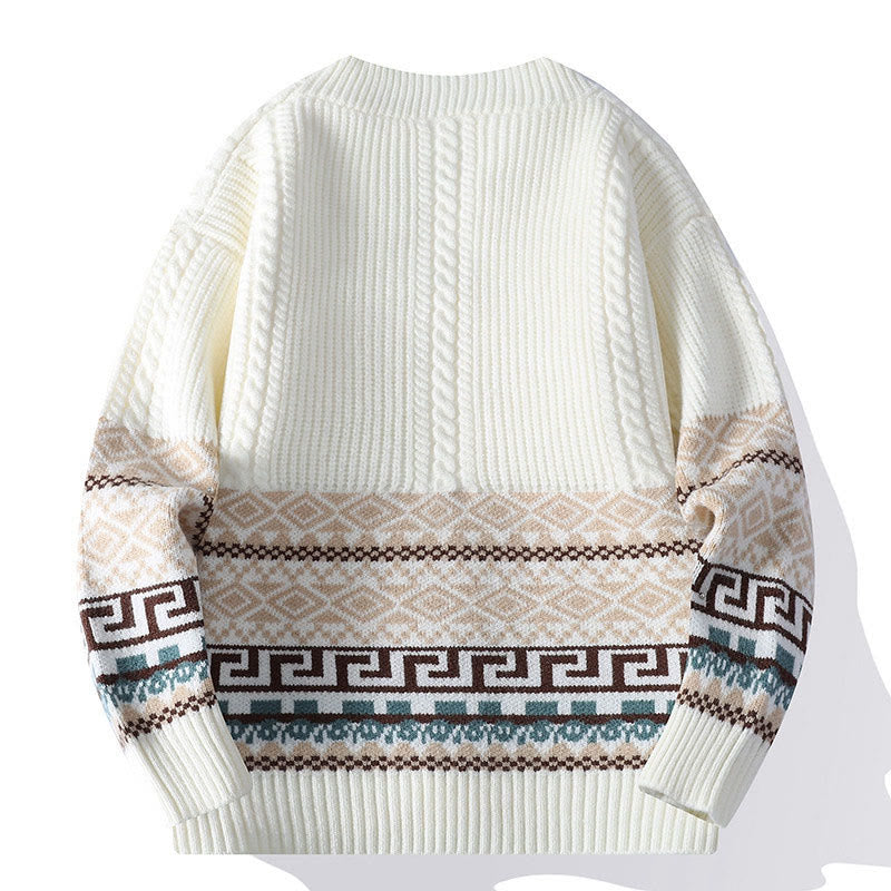 Sweter męski z długim rękawem i kieszeniami w stylu etnicznym z Buddha Stones - image 1