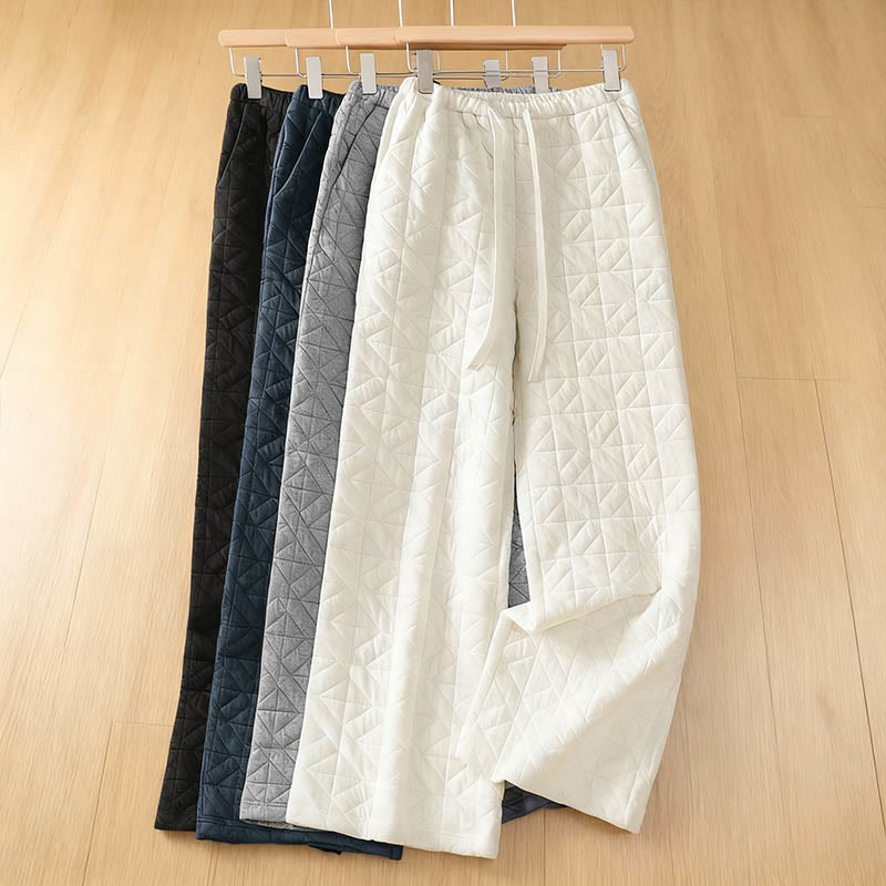 Damskie spodnie termiczne z szerokimi nogawkami i kieszeniami, w jednolitym kolorze, z kolekcji Buddha Stones - image 0