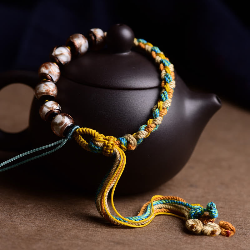 Bransoletka ze sznurka z Buddha Stones Liuli z Tybetu, życzenia zdrowia i bezpieczeństwa - image 1