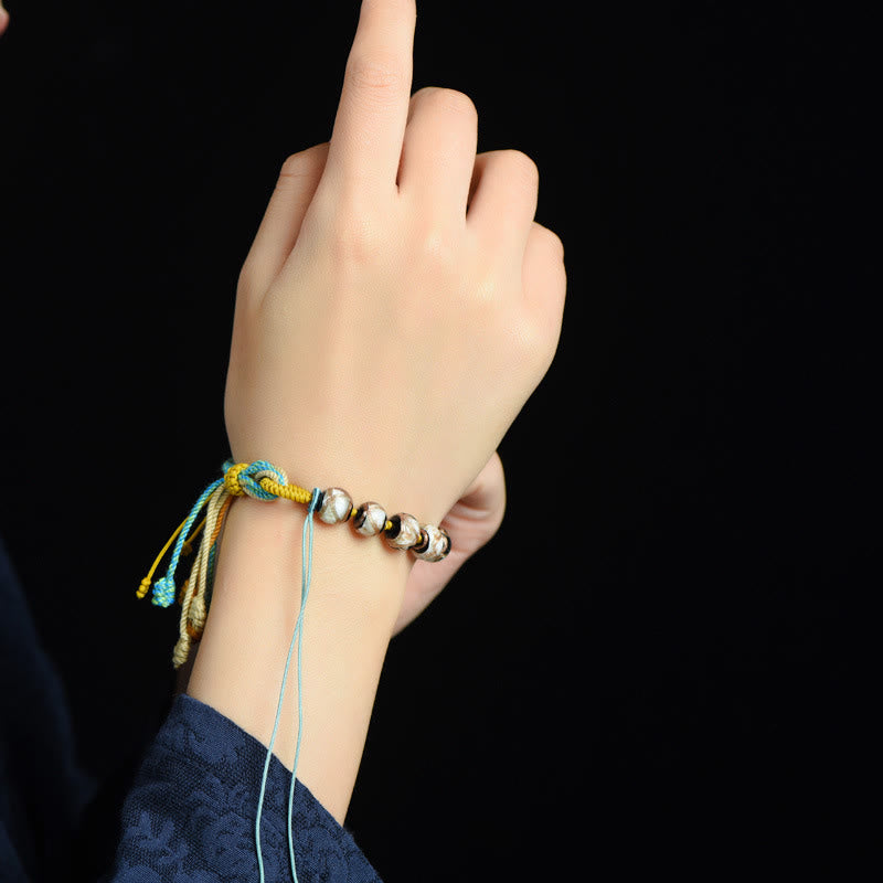 Bransoletka ze sznurka z Buddha Stones Liuli z Tybetu, życzenia zdrowia i bezpieczeństwa - image 4