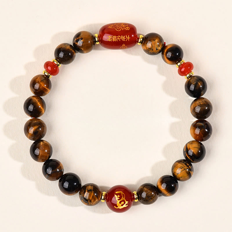 Bransoletka ochronna z 12 Buddha Stones z chińskiego znaku zodiaku, naturalnym tygrysim okiem i czerwonym agatem - 8 mm (obwód nadgarstka 14-16 cm) - Małpa - image 16