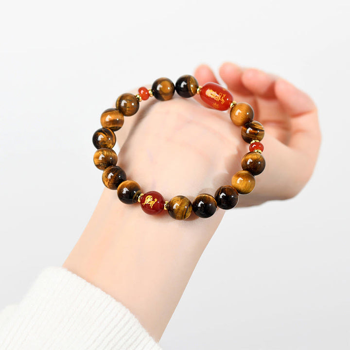 Bransoletka ochronna z 12 Buddha Stones z chińskiego znaku zodiaku, naturalnym tygrysim okiem i czerwonym agatem - image 14