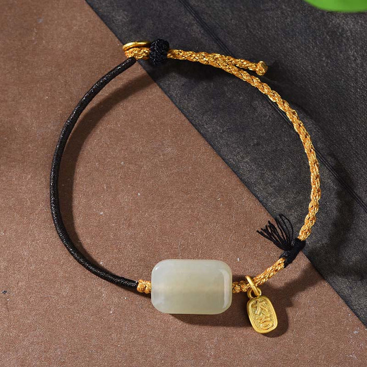 Bransoletka z Buddha Stones z jadeitu hetian ze srebra próby 925, symbol dobrobytu - Jadeit hetian i czarny sznurek (obwód nadgarstka: 15-18 cm) - image 7