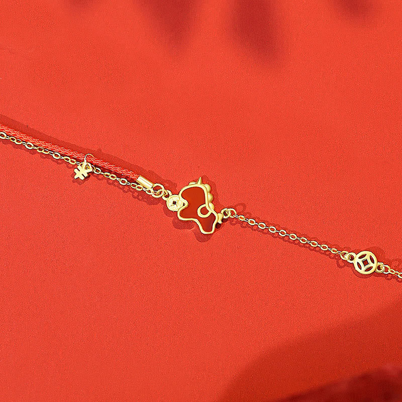 Kolczyki ochronne z asymetrycznymi Buddha Stones ze srebra próby 925 i czerwonym agatem z Roku Konia - Bransoletka Złoty Koń - image 12