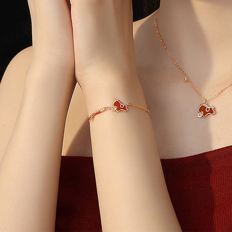 Bransoletka z Buddha Stones ze srebra próby 925, Rok Konia, czerwony sznurek, moneta z czerwonego agatu, przynosząca szczęście - image 25