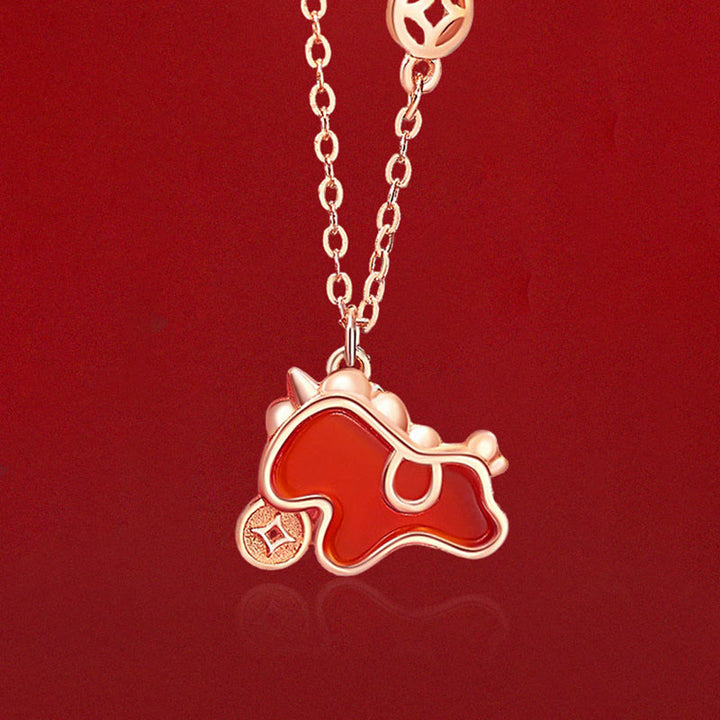 Kolczyki ochronne z asymetrycznymi Buddha Stones ze srebra próby 925 i czerwonym agatem z Roku Konia - image 16