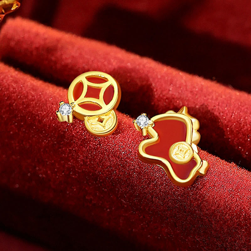 Bransoletka z Buddha Stones ze srebra próby 925, Rok Konia, czerwony sznurek, moneta z czerwonego agatu, przynosząca szczęście - Kolczyki Złote Konie - image 20