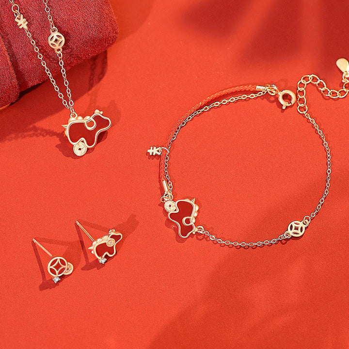 Naszyjnik z zawieszką z czerwonego agatu z Buddha Stones ze srebra próby 925 i monetą Rok Konia - image 21