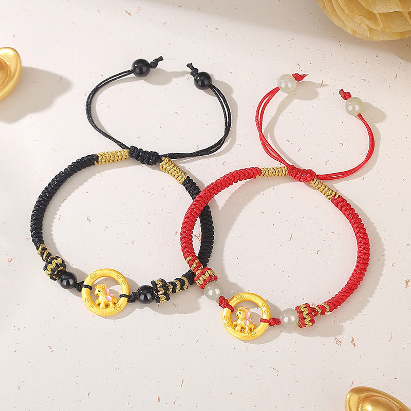 Bransoletka dla pary z zapięciem Peace Buckle Balance String z Buddha Stones ze srebra próby 925 i roku konia - image 10