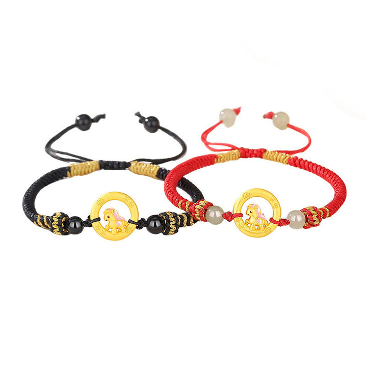 Bransoletka dla pary z zapięciem Peace Buckle Balance String z Buddha Stones ze srebra próby 925 i roku konia - image 11