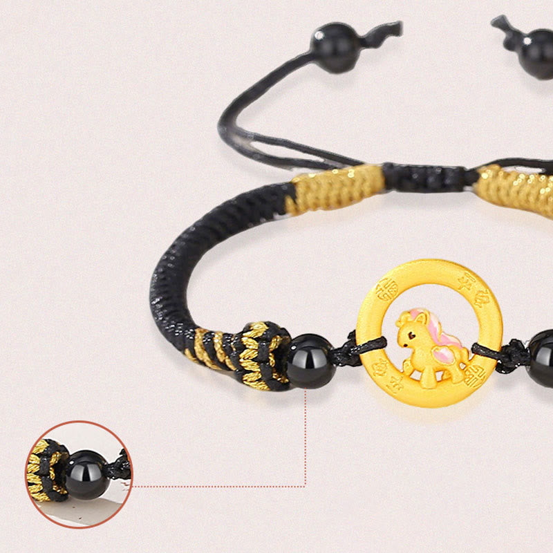 Bransoletka dla pary z zapięciem Peace Buckle Balance String z Buddha Stones ze srebra próby 925 i roku konia - image 2