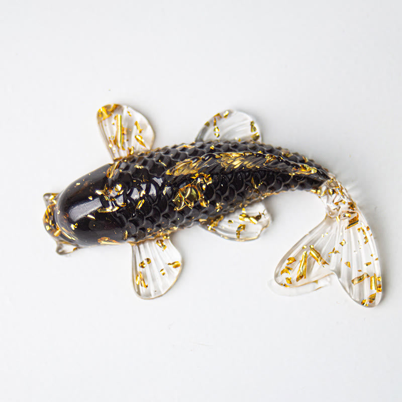 Kryształowe żetony z Buddha Stones , ryby Koi, żywica epoksydowa, dekoracja szczęścia  - Czarny obsydian (60*40*20mm) - image 6