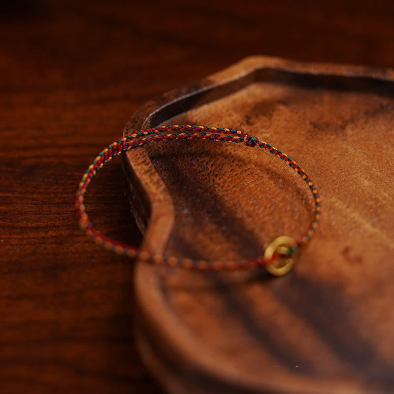 Ręcznie robione miedziane monety z Buddha Stones , zawieszka na kostkę, pleciony sznurek, regulowana bransoletka - image 5