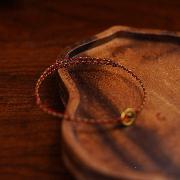 Ręcznie robione miedziane monety z Buddha Stones , zawieszka na kostkę, pleciony sznurek, regulowana bransoletka - image 5