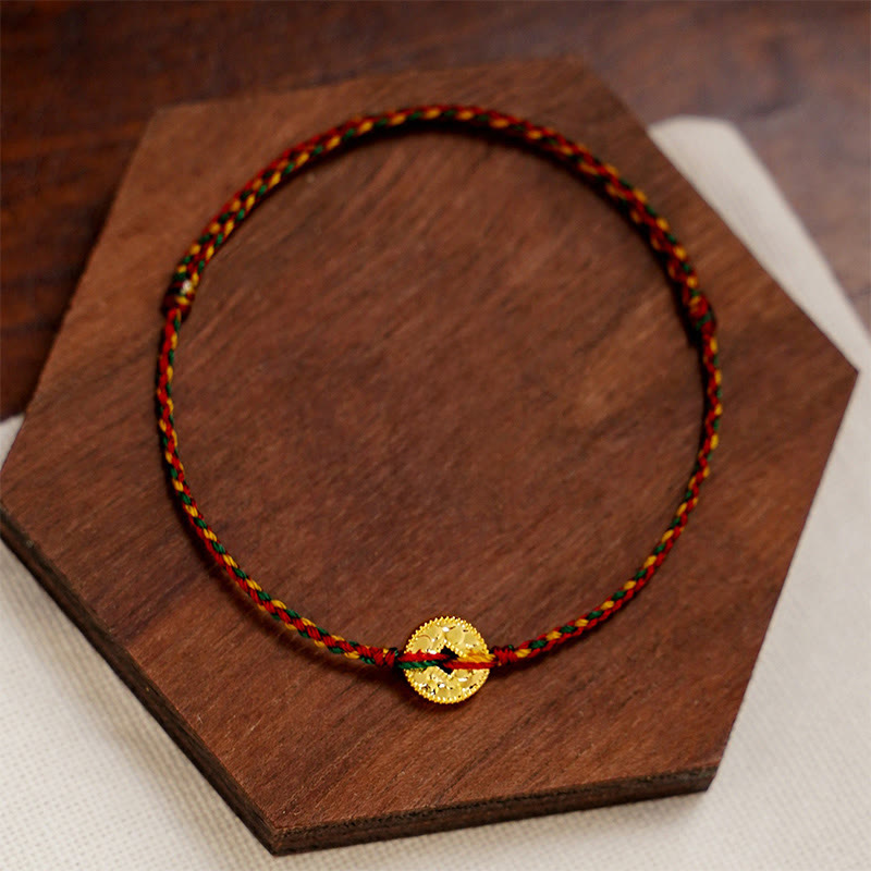 Ręcznie robione miedziane monety z Buddha Stones , zawieszka na kostkę, pleciony sznurek, regulowana bransoletka - image 4