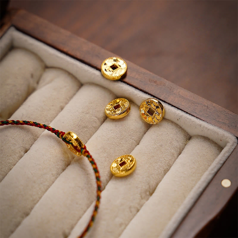 Ręcznie robione miedziane monety z Buddha Stones , zawieszka na kostkę, pleciony sznurek, regulowana bransoletka - image 7