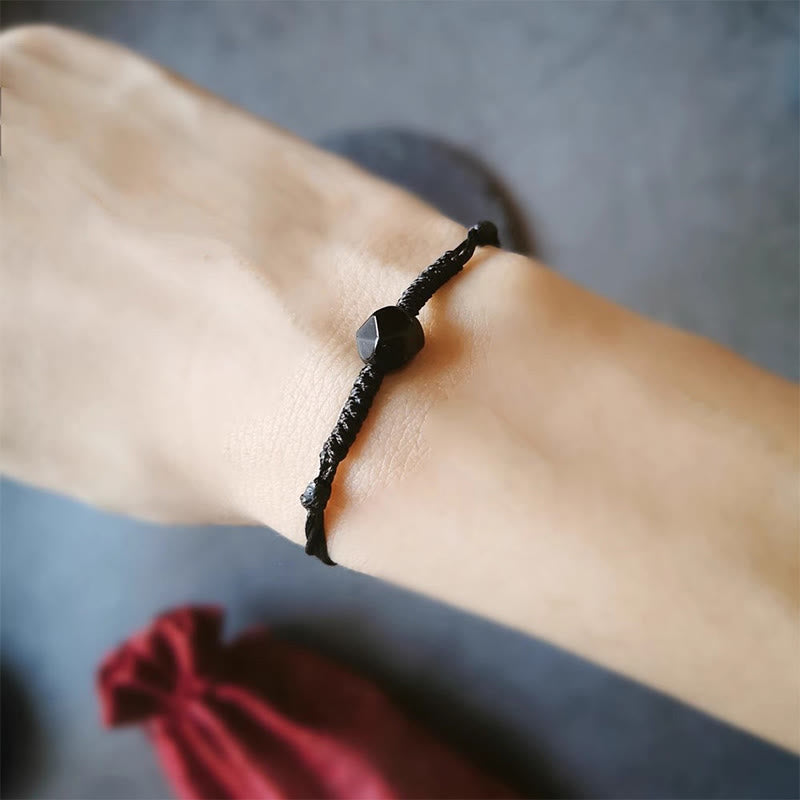 Bransoletka wzmacniająca z naturalnego czarnego obsydianu i Buddha Stones - image 5