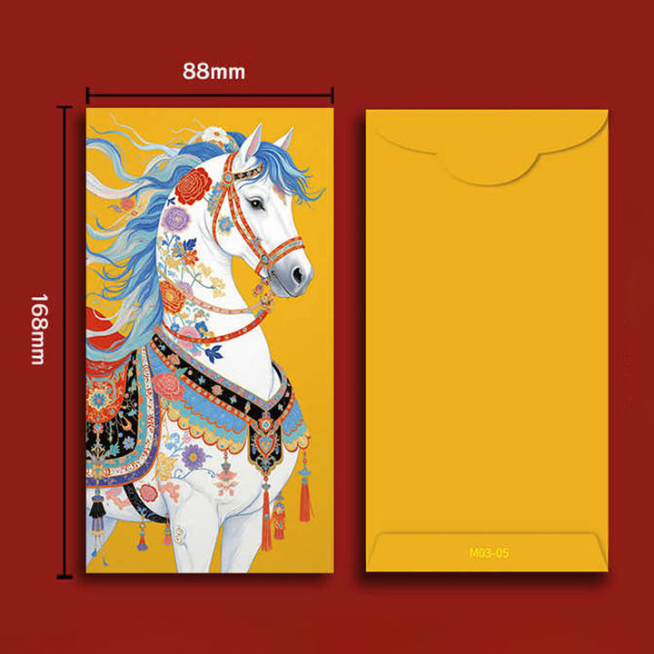 Buddha Stones 6 szt. Kolorowa chińska czerwona koperta Rok Konia 2026 Nowy Rok - image 4