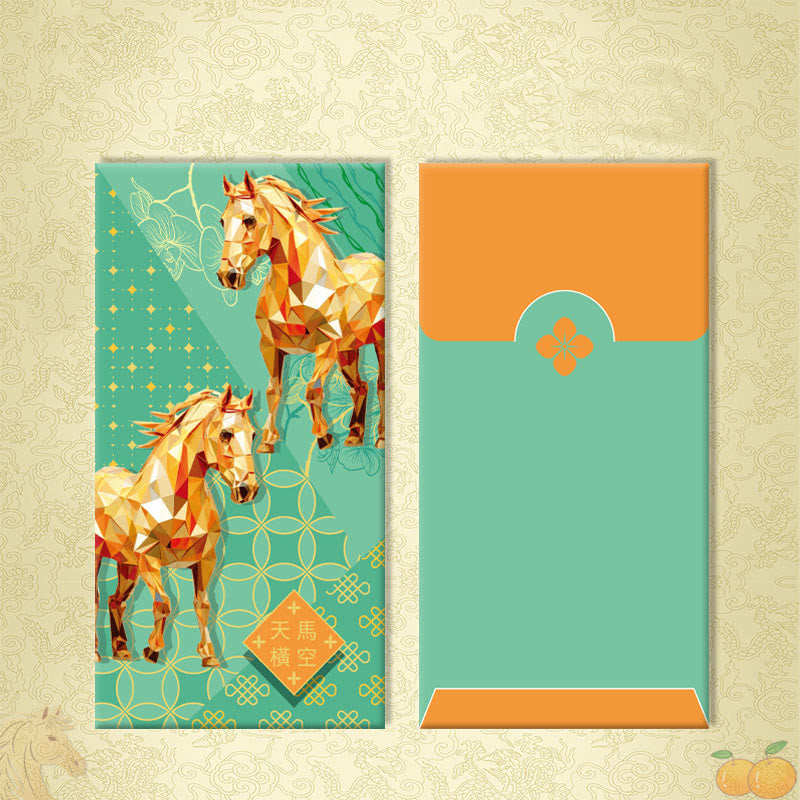 Buddha Stones 6 szt. Wielokolorowa chińska czerwona koperta na Rok Konia 2026 Nowy Rok - 6 szt. Śmiała i bujna wyobraźnia - image 17