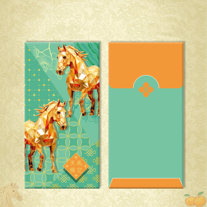 Buddha Stones 6 szt. Wielokolorowa chińska czerwona koperta na Rok Konia 2026 Nowy Rok - 6 szt. Śmiała i bujna wyobraźnia - image 17