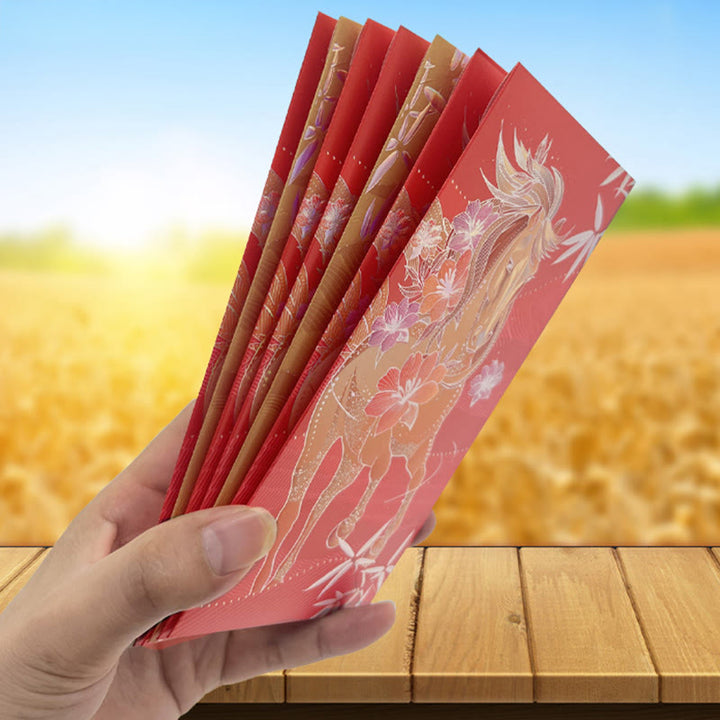 Buddha Stones 6 szt. Wielokolorowa chińska czerwona koperta na Rok Konia 2026 Nowy Rok - image 23