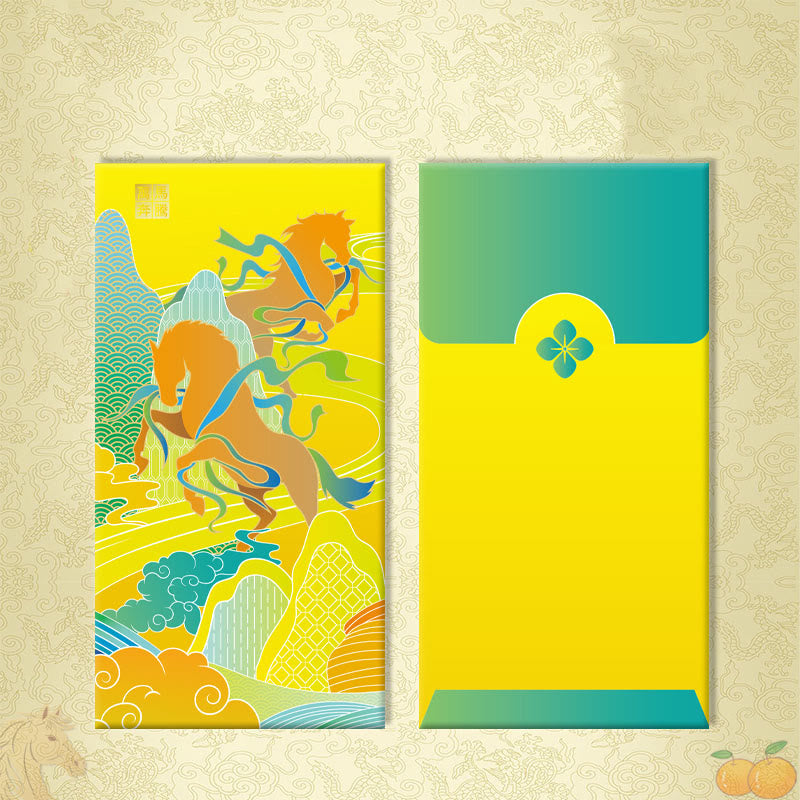 Buddha Stones 6 szt. Wielokolorowa chińska czerwona koperta na Rok Konia 2026 Nowy Rok - 6 szt. Potężna moc i wielki postęp - image 18