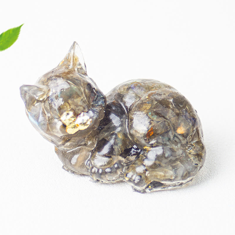 Kryształowe Buddha Stones z żywicy epoksydowej, mały kot, pozytywna dekoracja  - image 23