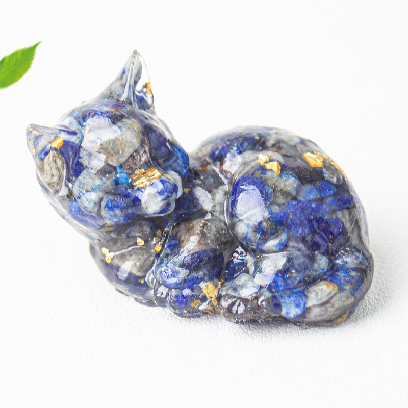 Kryształowe Buddha Stones z żywicy epoksydowej, mały kot, pozytywna dekoracja  - image 1