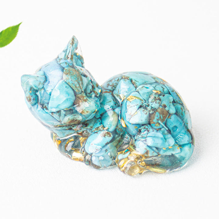 Kryształowe Buddha Stones z żywicy epoksydowej, mały kot, pozytywna dekoracja  - image 29