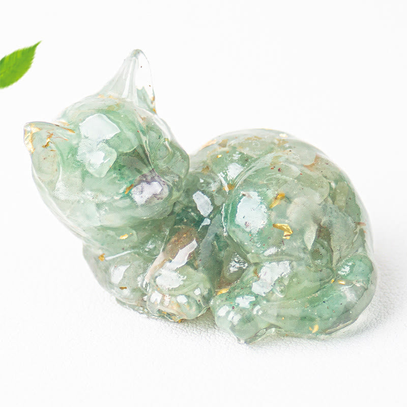 Kryształowe Buddha Stones z żywicy epoksydowej, mały kot, pozytywna dekoracja  - image 26