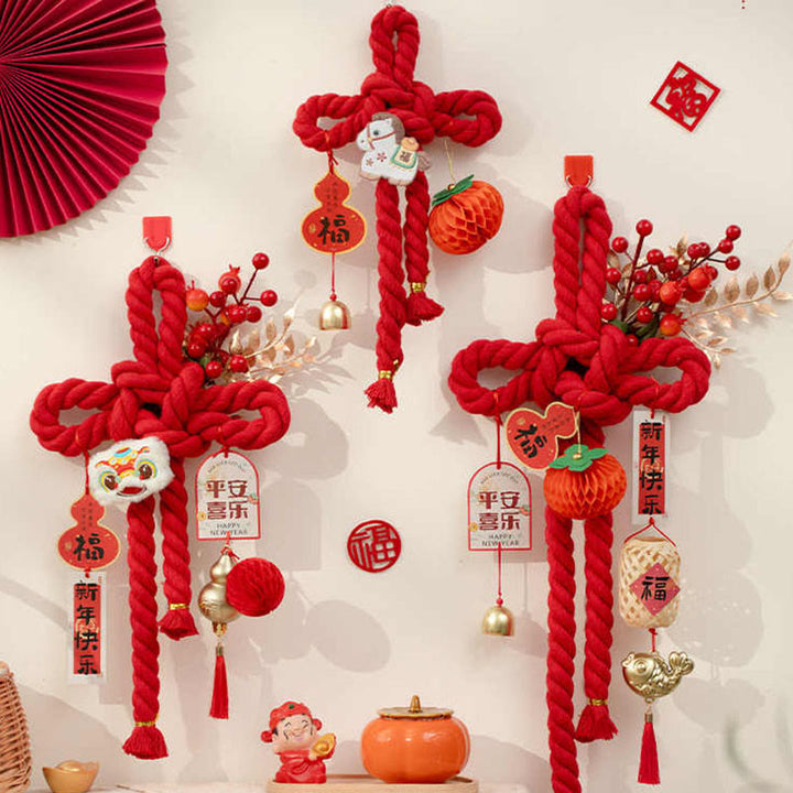 Buddha Stones Rok Konia Tańczący Lew Fu Znak Chiński Węzeł Dekoracja Fortuny - image 0